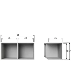 Wohnen 81x41x35 2 Fächer Regal in Grau lackiert - Lanik