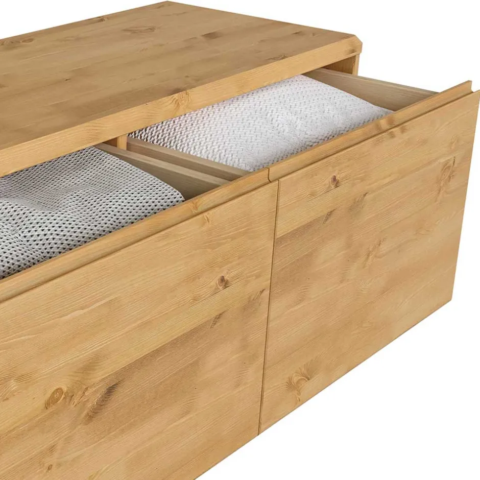 Wohnen 98x48x34 2 Schubladen Kommode aus Kiefer - Etvina