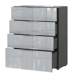 Wohnen 83x102x42 4 Schubladen Kommode mit Glas Front - Ruudy