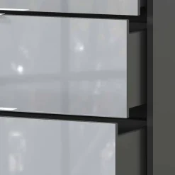 Wohnen 83x102x42 4 Schubladen Kommode mit Glas Front - Ruudy