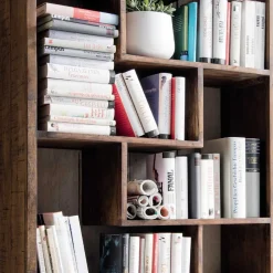 Wohnen 90x190x35 Altholz Regal mit acht Fächern - Bahiro