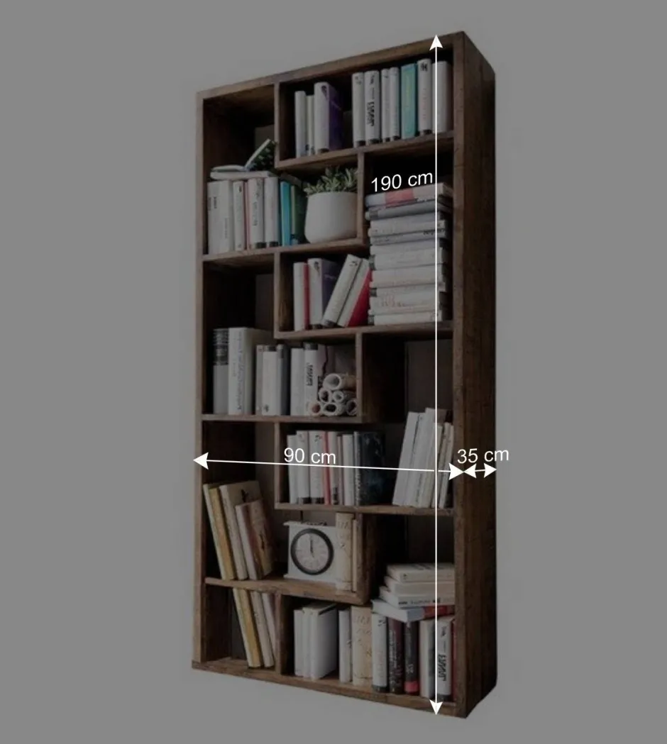 Wohnen 90x190x35 Altholz Regal mit acht Fächern - Bahiro
