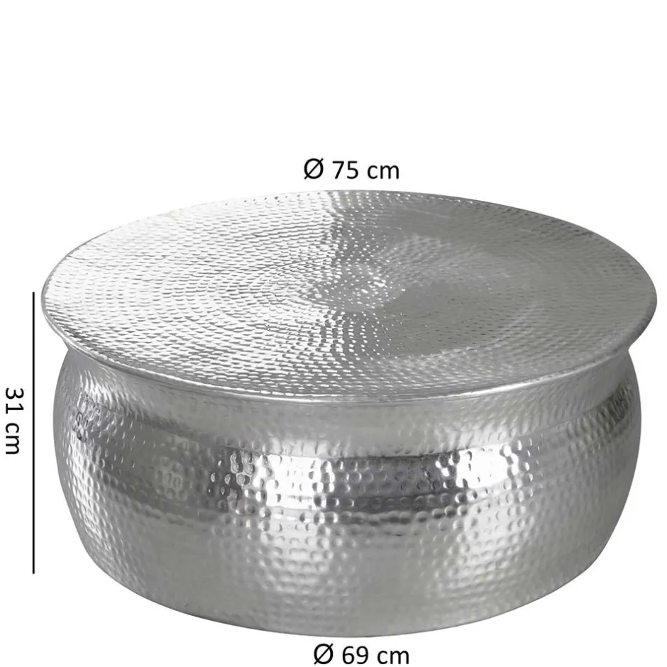 Wohnen 75x31x75 Alu Couchtisch in Silber - Cremo