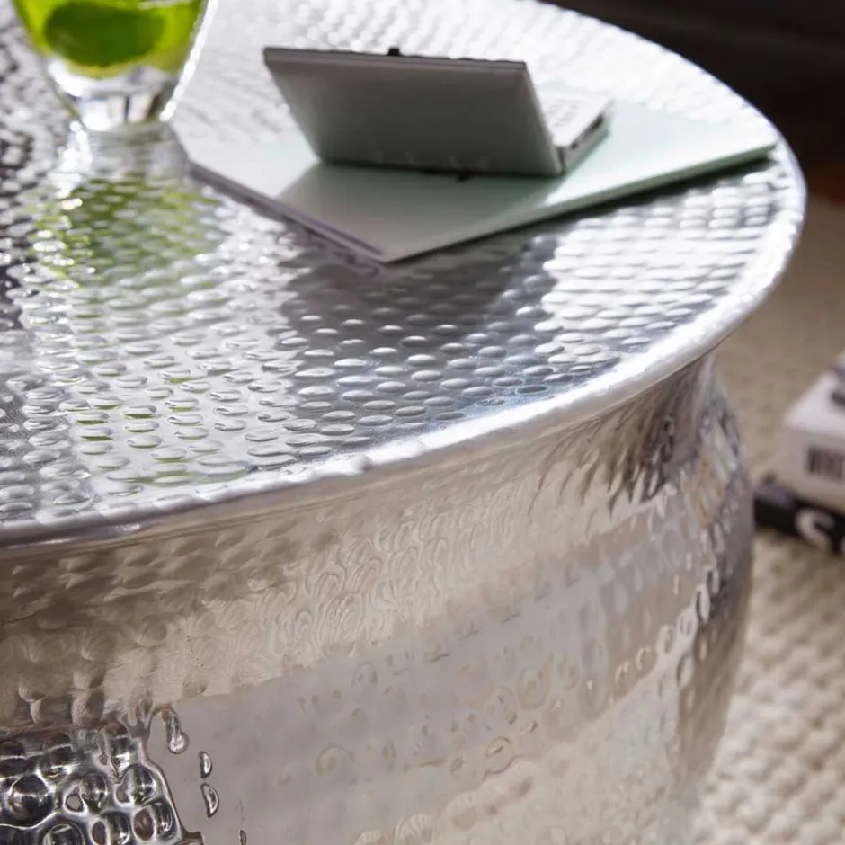 Wohnen 75x31x75 Alu Couchtisch in Silber - Cremo