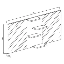 Wohnen 112x59x12 Bad Doppelspiegel mit Mittelregal - Cazryn