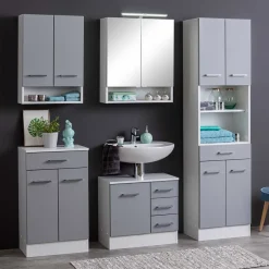 Wohnen 50x84x35 Bad Vertiko in Hellgrau - Girios