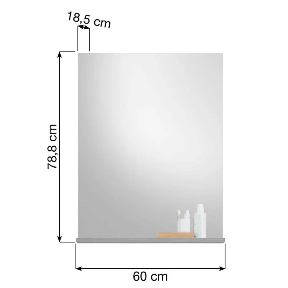 Wohnen 60x79x19 Badspiegel mit Ablage in Grau - Nancys