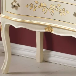 Wohnen 75x88x35 Barock Sekretär in Weiß & Gold - Iviada
