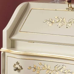 Wohnen 75x88x35 Barock Sekretär in Weiß & Gold - Iviada