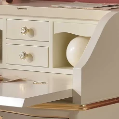 Wohnen 75x88x35 Barock Sekretär in Weiß & Gold - Iviada