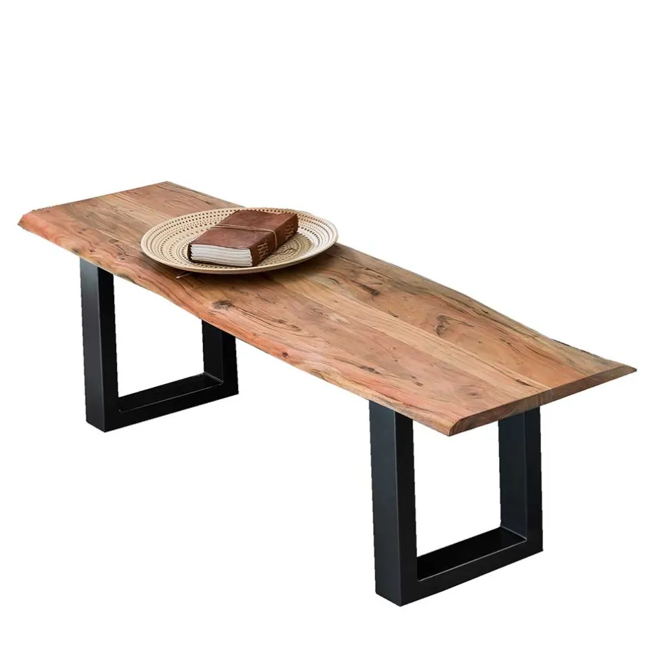 Wohnen 150x46x40 Baumkante Bank mit Bügelgestell - Beataz