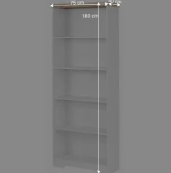 Wohnen 75x180x30 Bücher Regal mit fünf Fächern - Akedra