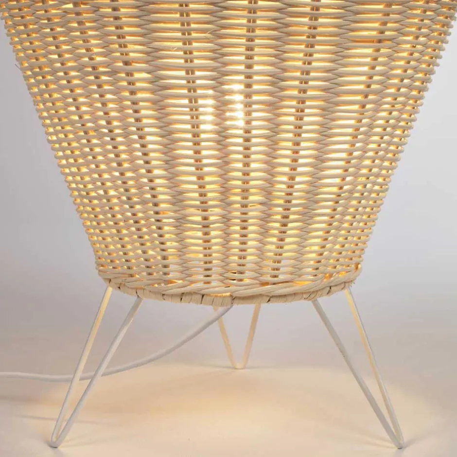 30x70x30 Bodenleuchte aus Rattan Geflecht in Beige - Jannios^Wohnen Discount