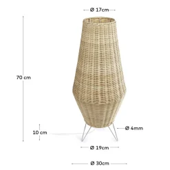 30x70x30 Bodenleuchte aus Rattan Geflecht in Beige - Jannios^Wohnen Discount