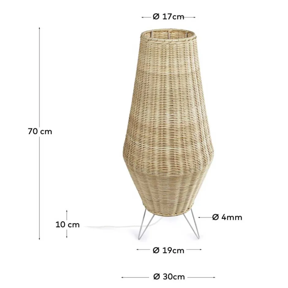 30x70x30 Bodenleuchte aus Rattan Geflecht in Beige - Jannios^Wohnen Discount
