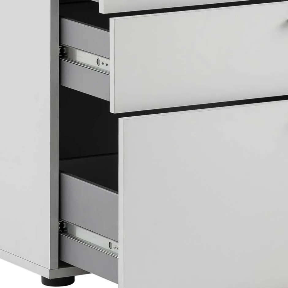 Wohnen 80x84x41 Büro Kommode in Lichtgrau - Bowsla