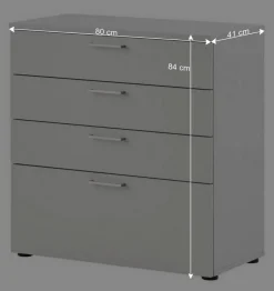 Wohnen 80x84x41 Büro Kommode in Lichtgrau - Bowsla
