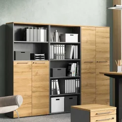 Wohnen 80x197x40 Büro Ordnerregal mit fünf Fächern - Ovgunia