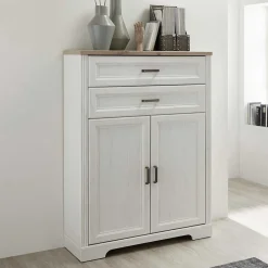 Wohnen 86x127x38 Büro Ordnerschrank 2-türig & 2 Schubladen - Mehady