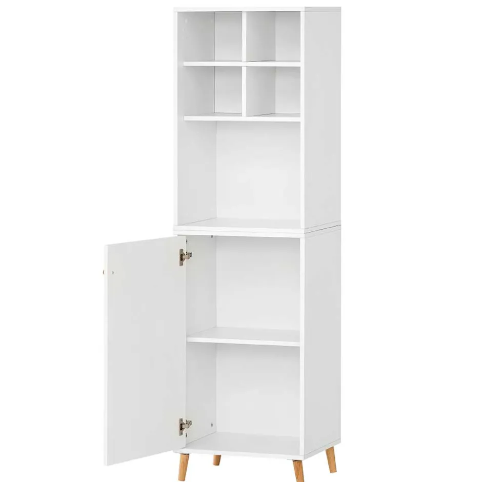 Wohnen 51x185x41 Büro Regal Schrank in Weiß - Obtin