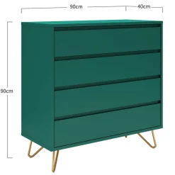 Wohnen 90x90x40 cm 4 Schubladen Kommode in Grün - Ricriava