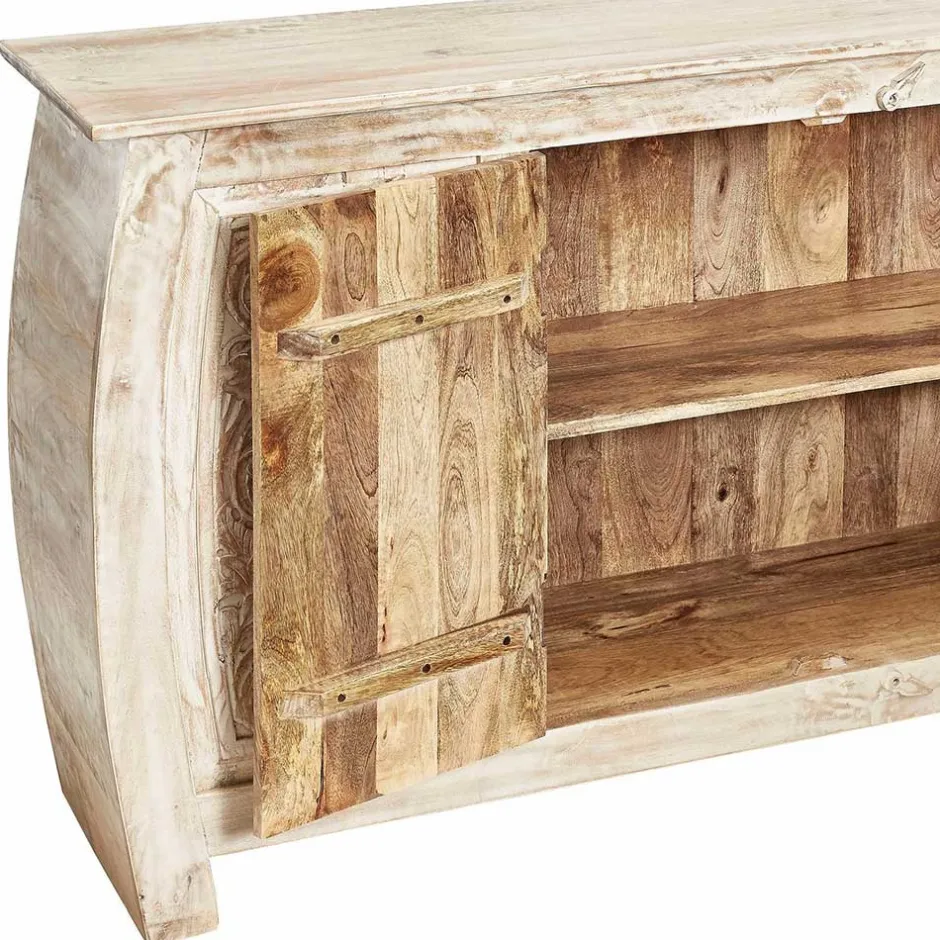 166x85x40 cm Akazie Sideboard in White Wash - Omie^Wohnen Hot