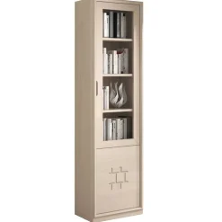 60x225x45 cm Bücher Vitrine in Esche Hell - Odillava^Wohnen Clearance