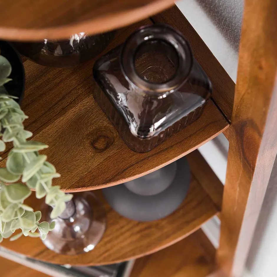 Wohnen 64x148x44 cm Eckregal aus Akazie Massivholz - Skylive