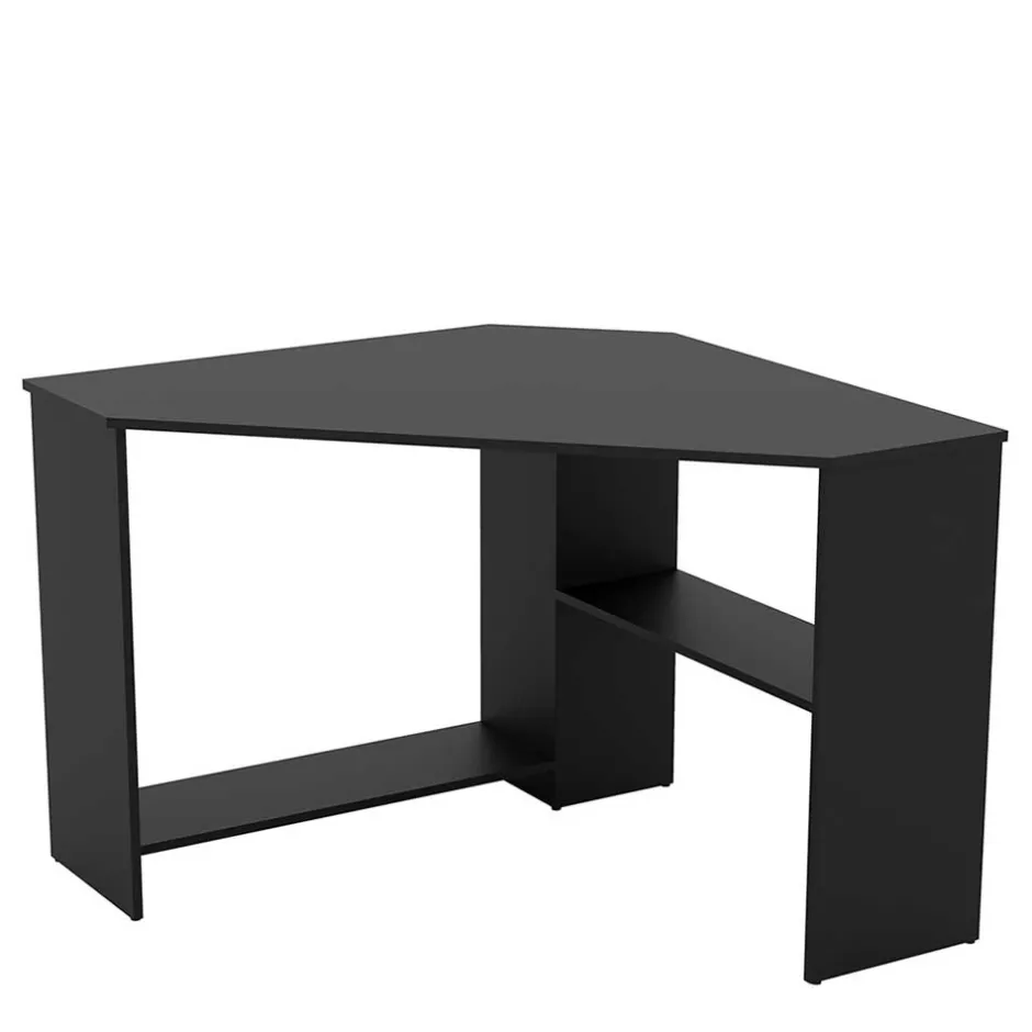 Wohnen 80x73x80 cm Eckschreibtisch in Schwarzgrau - Gionna