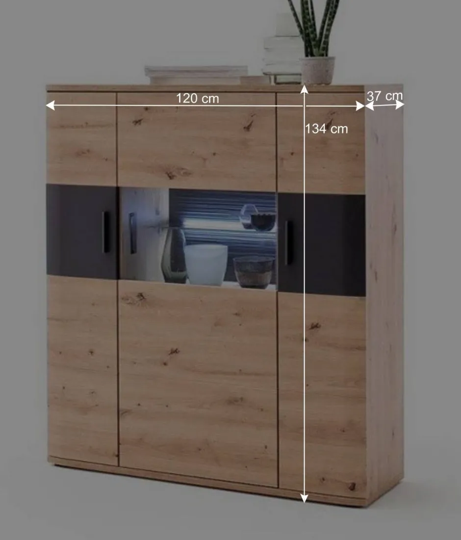 120x134x37 cm Highboard mit drei Türen - Vecenda^Wohnen Outlet