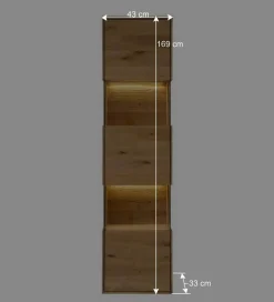 Wohnen 43x169x33 cm Hängevitrine aus Wildeiche - Obinson