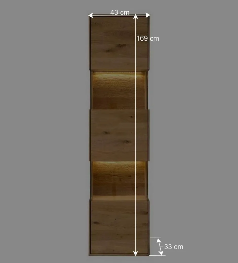 Wohnen 43x169x33 cm Hängevitrine aus Wildeiche - Obinson