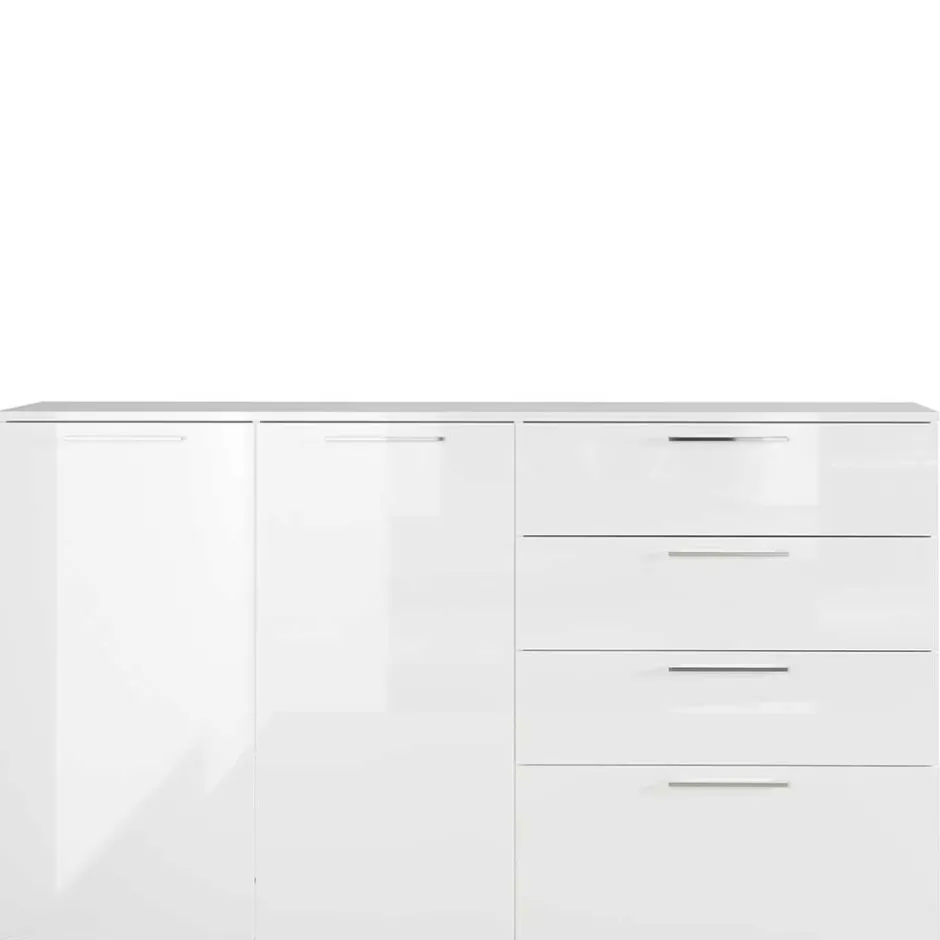 Wohnen 186x107x40 cm Hochglanz Sideboard in Weiß - Alida