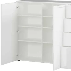 Wohnen 186x107x40 cm Hochglanz Sideboard in Weiß - Alida