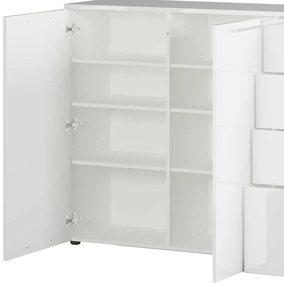 Wohnen 186x107x40 cm Hochglanz Sideboard in Weiß - Alida