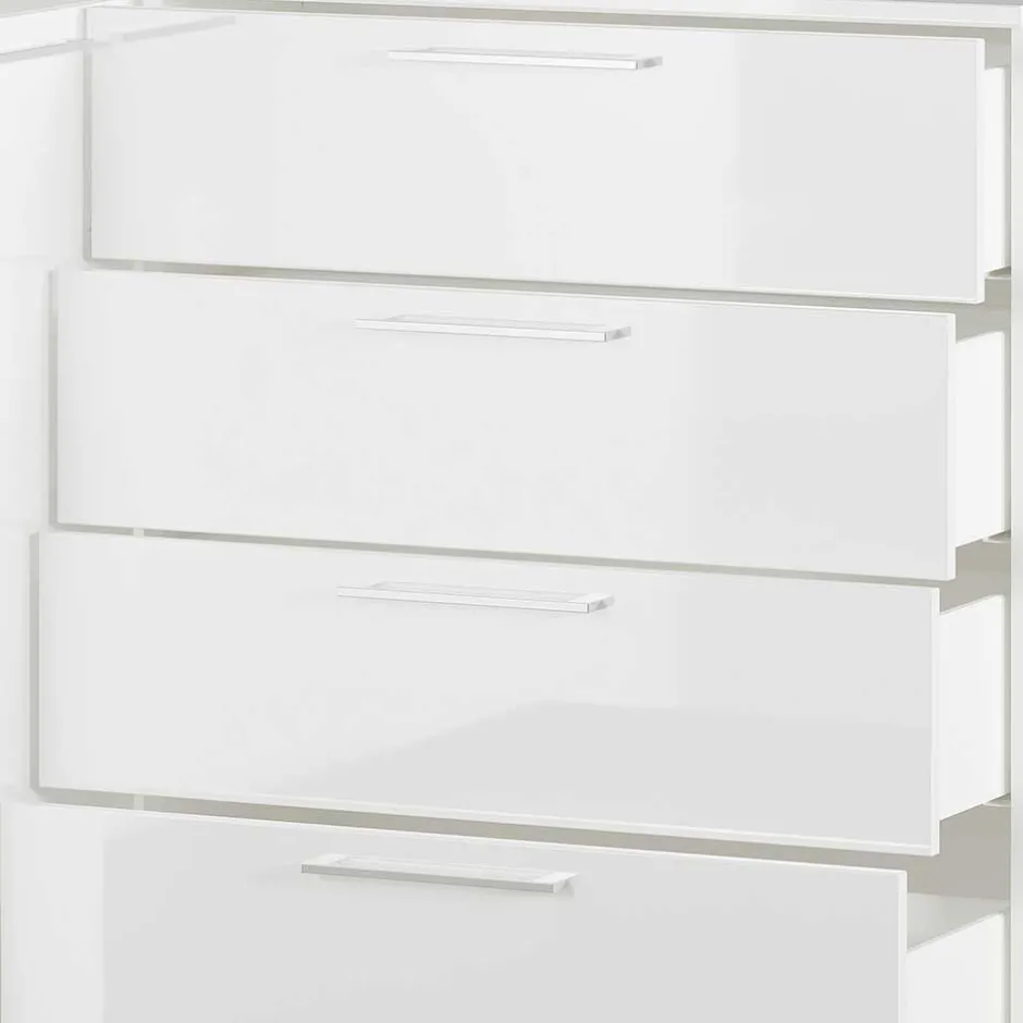 Wohnen 186x107x40 cm Hochglanz Sideboard in Weiß - Alida