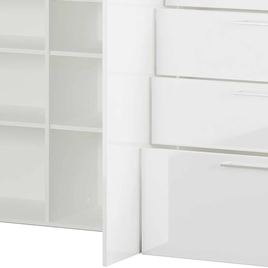 Wohnen 186x107x40 cm Hochglanz Sideboard in Weiß - Alida