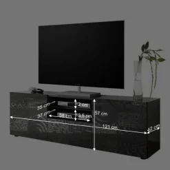 181x57x42 cm Hochglanz TV Element in Grau - Ipatal I^Wohnen