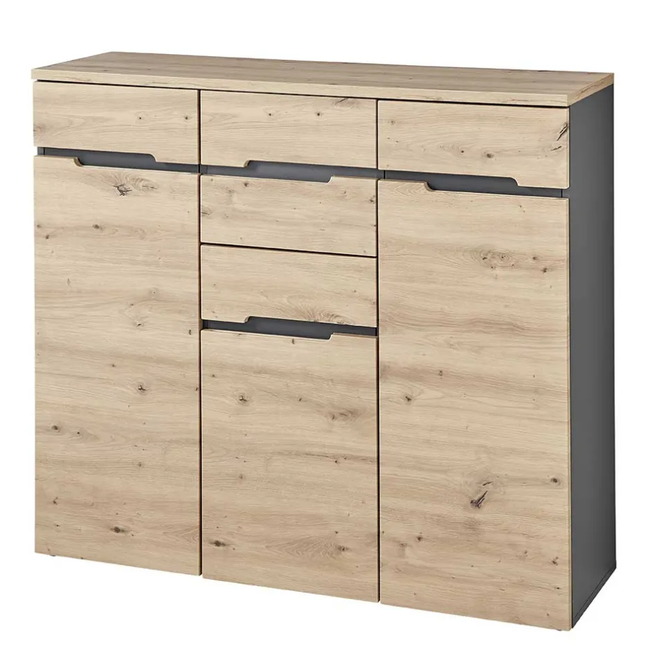 Wohnen 120x107x38 cm Hochkommode in Wildeiche - Kuetra