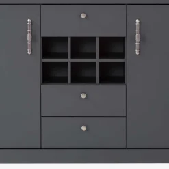 Wohnen 104x169x45 cm Hohe Kommode mit Flaschenfächern - Lionel