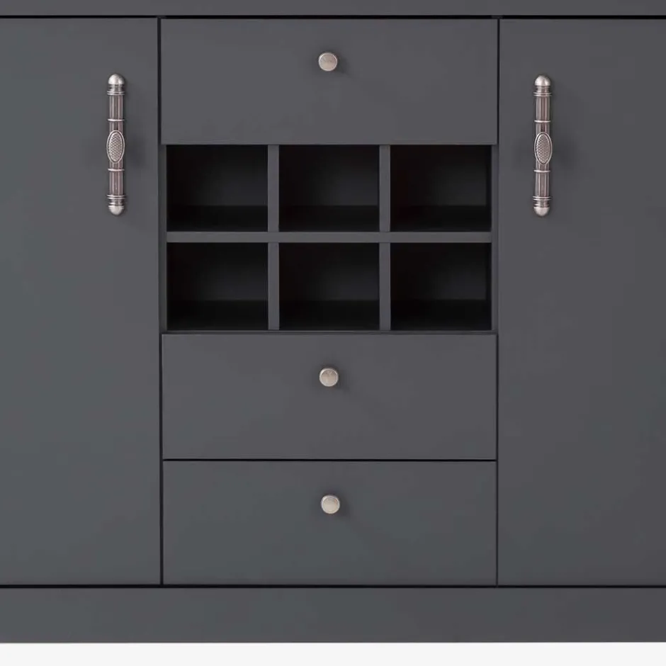 Wohnen 104x169x45 cm Hohe Kommode mit Flaschenfächern - Lionel