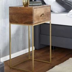 Wohnen 40x76x35 cm Hohe Nachtkommode mit einer Schublade - Kanados