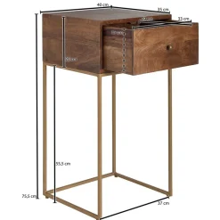 Wohnen 40x76x35 cm Hohe Nachtkommode mit einer Schublade - Kanados