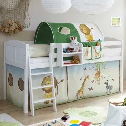 96x118x206 cm Kinder Hochbett aus weißer Kiefer - Moto^Wohnen Online