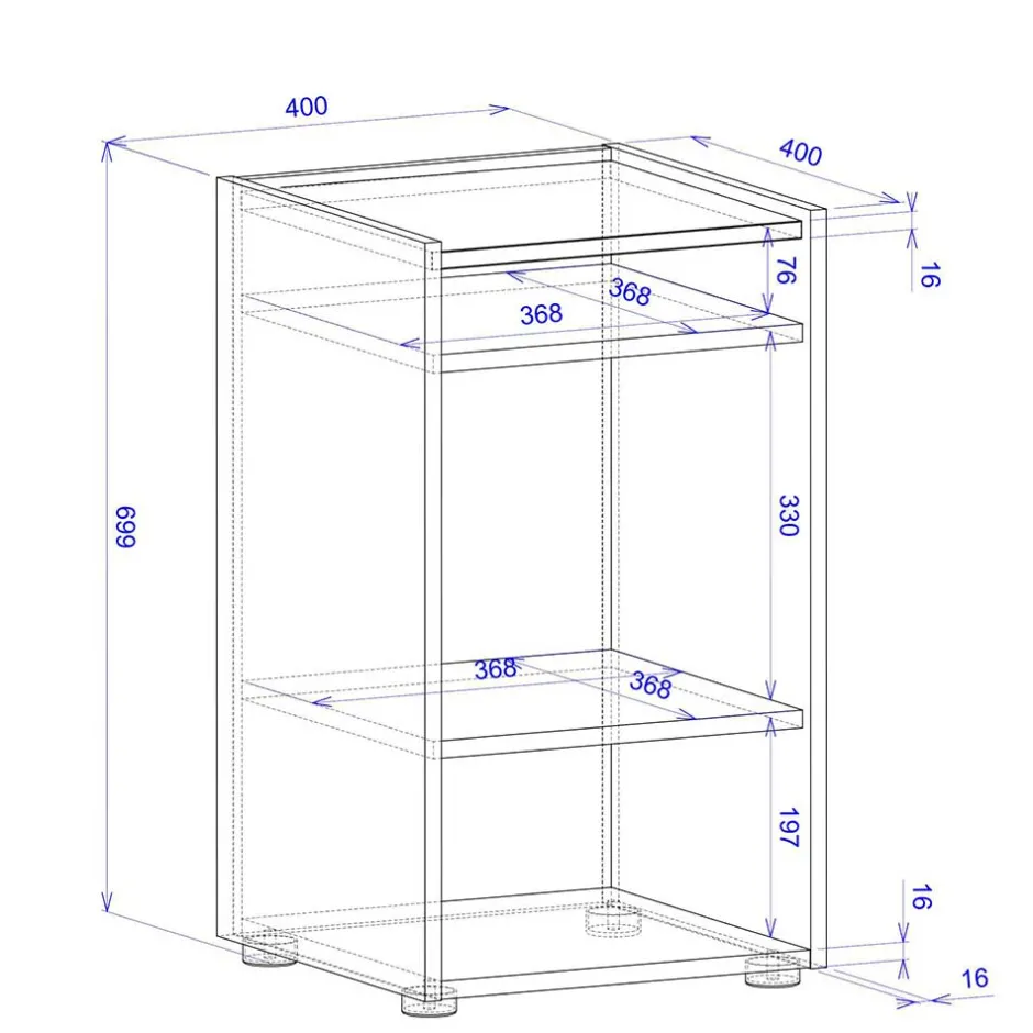 40x70x40 cm Kleines Regal mit drei Fächern - Nonessia^Wohnen Online