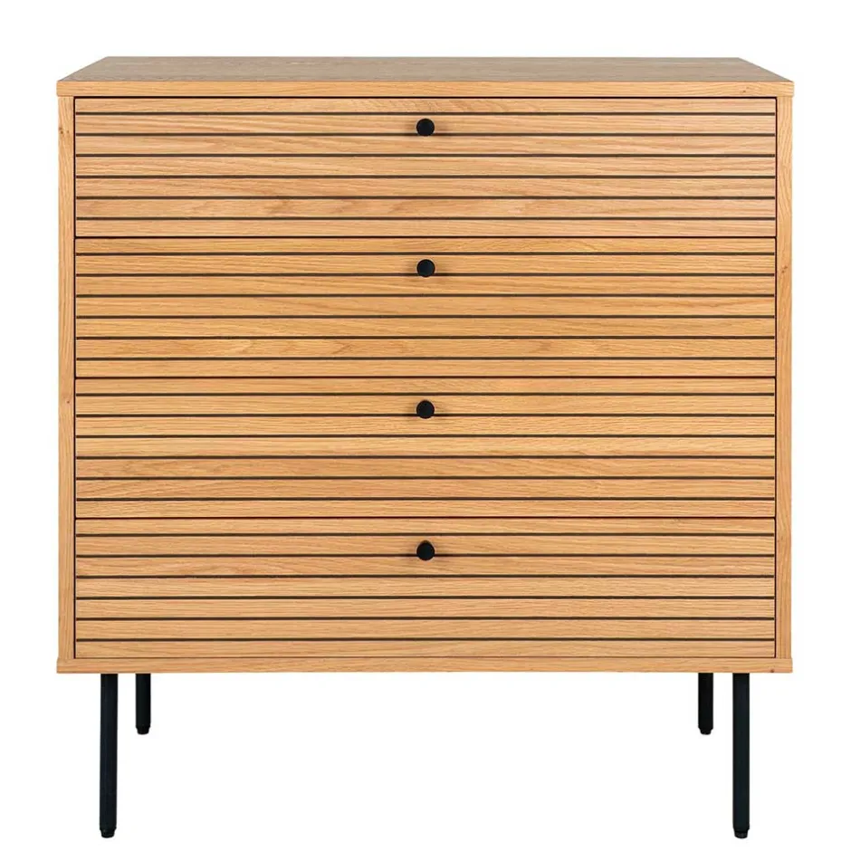 Wohnen 80x85x40 cm Kommode in Eiche Natur Furnier - Virona