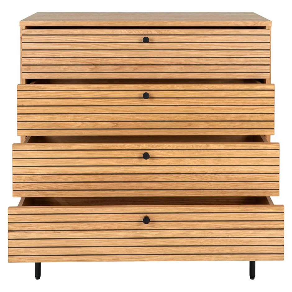 Wohnen 80x85x40 cm Kommode in Eiche Natur Furnier - Virona