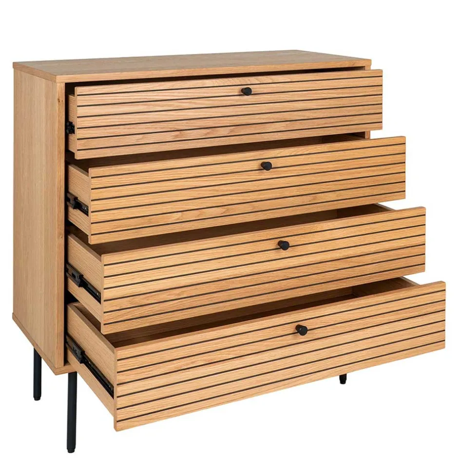 Wohnen 80x85x40 cm Kommode in Eiche Natur Furnier - Virona