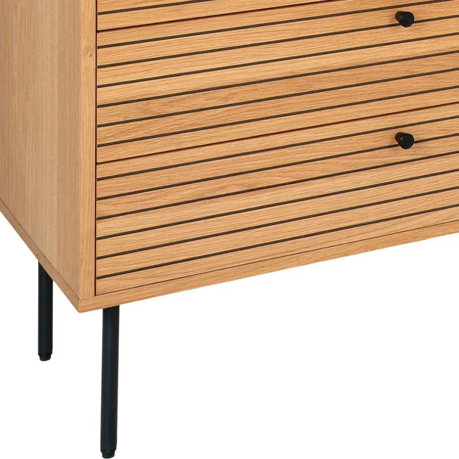 Wohnen 80x85x40 cm Kommode in Eiche Natur Furnier - Virona