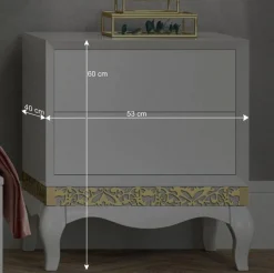 53x60x40 cm Kommode in Weiß & Gold - Valganios^Wohnen Online